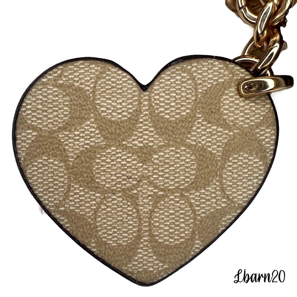 Coach Heart Appliqué Rose Gold and Pink Dangle Keychain Charm Fob F40696 - Picture 8 of 11